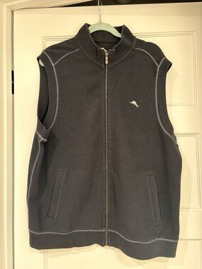 Tommy Bahama Black Zip-Up Fleece Jacket